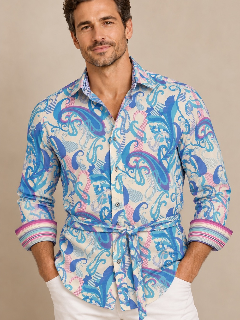 Robert Graham Men’s Multicolor Paisley Swirl Shirt Size S